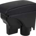 Car Armrest Box for Volkswagen VW Golf Hatchback 2010-2012 / Jetta 2007~2012 Accessories Center Console Organizer Arm Rest Double Layer Storage Space with 3 Charging USB Ports (Black stitching)