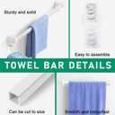 24-Inch Spring End Wall-Mounted Towel Bar, Adjustable Sturdy Plastic Towel Holder for Bathroom Kitchen Towel Storage White