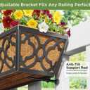 24 Inch Railing Planter Box with Coco Liner, Adjustable Metal Hanging Planter, Window Box for Balcony Deck Fence, Outdoor Flower Box Black, 4 Pack