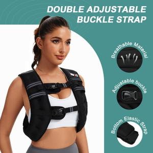 Weighted Vest Women, 12lbs Weight Vest with Reflective Stripe, Body Weight Vests Adjustable for Workout, Strength Training, Running, Walking, Jogging