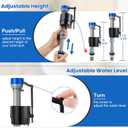 Saillong Universal Toilet Flusher Replacement Kit, Fill Valve, 2-Inch Flapper, Side Mount Handle Lever, Water-Saving, Adjustable Toilet Repair Kit Inside Tank, Easy to Install(1 Set,Blue Grey, Blue)
