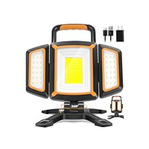 30W Rechargeable Work Light, 3000 Lumen Magnetic Work Light Battery Powered, Waterproof Portable Cordless Job Site Lighting for Construction Site, Workshop, Garage, Camping, and Car Repairing