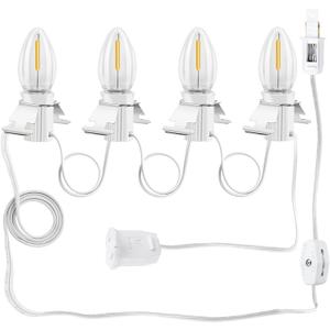 Christmas Village Lights with 4 Led Light Bulb, LED Light Bulb C7 Cord Clip Lights Christmas Halloween Cabin,Pumpkins,Outdoor Atmosphere Decoration, Holiday Craft Decorations