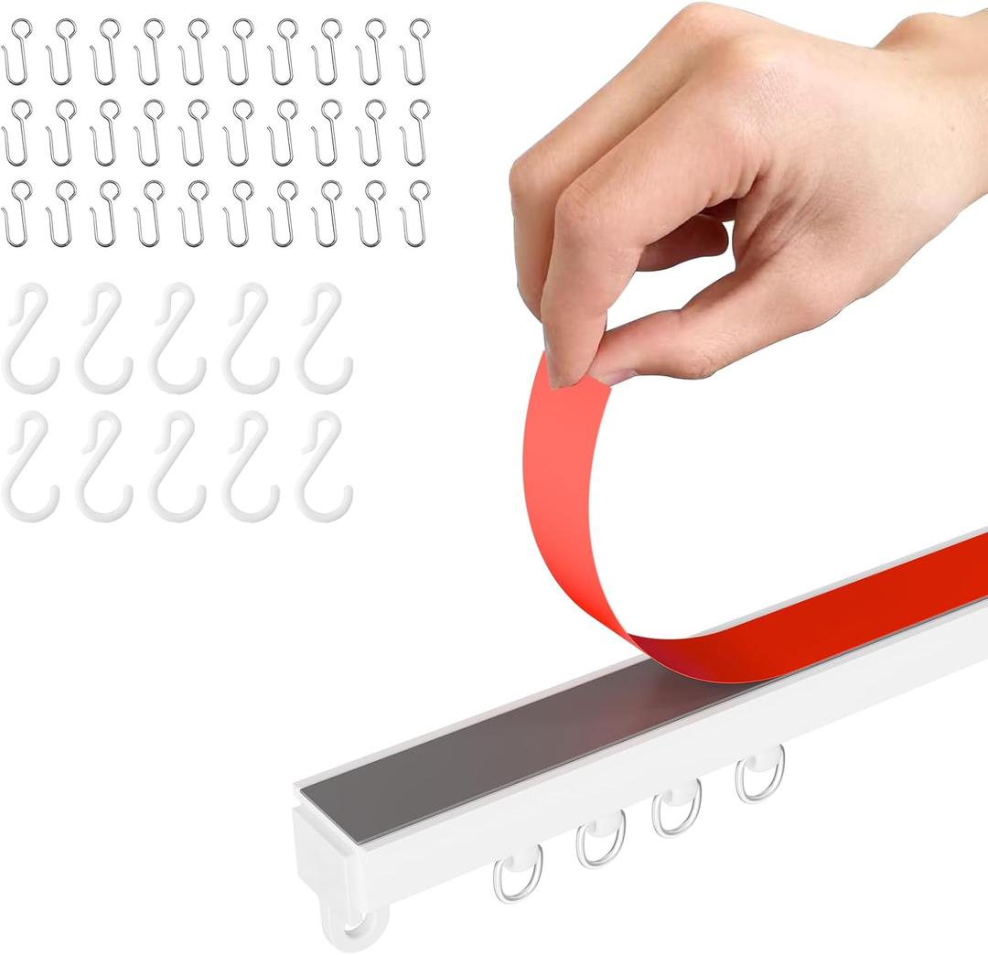 Adhesive Ceiling Curtain Track, Paste Type No Need to Drill, Suitable for Smooth Ceiling or Wall, Closets, Door and Window Frames, Meet Multi-Scenario and Multi-Functional Needs-3.32M/10.9FT (White)