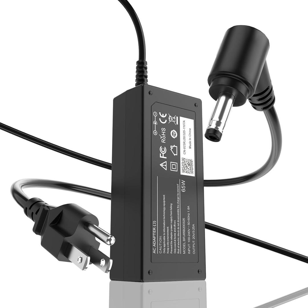 65W Lenovo Laptop Charger 20V 3.25A Round Tip 4.0x1.7mm Replacement Power Adapter for Home Office & Travel Backup, Compatible with IdeaPad 1 3 5, Flex, Chromebook (Not for USB-C)