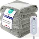 Heated Blanket Electric Throw, 50" x 60" Heated Blanket with 8 Heat Levels & 8 Hours Auto Off, Fast Heating Sherpa Blankets Machine Washable with ETL & FCC Certified, Grey