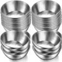 30 Pack Small Stainless Steel Bowl Sauce Dishes 3.3 Inch Round Seasoning Sushi Dipping Bowls Silver Mini Condiment Cups Metal Ingredient Containers for Prep Appetizer Plates Set for Kitchen