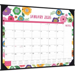 2026 Desk Calendar - Large Desk Calendar 2026, Jan. 2026 - Dec. 2026, 22" x 17", 2026 Calendar 12 Month with Corner Protectors, Desk Pad, To-Do List & Notes, Desk/Wall Calendar for Organizing - Colorful Floral