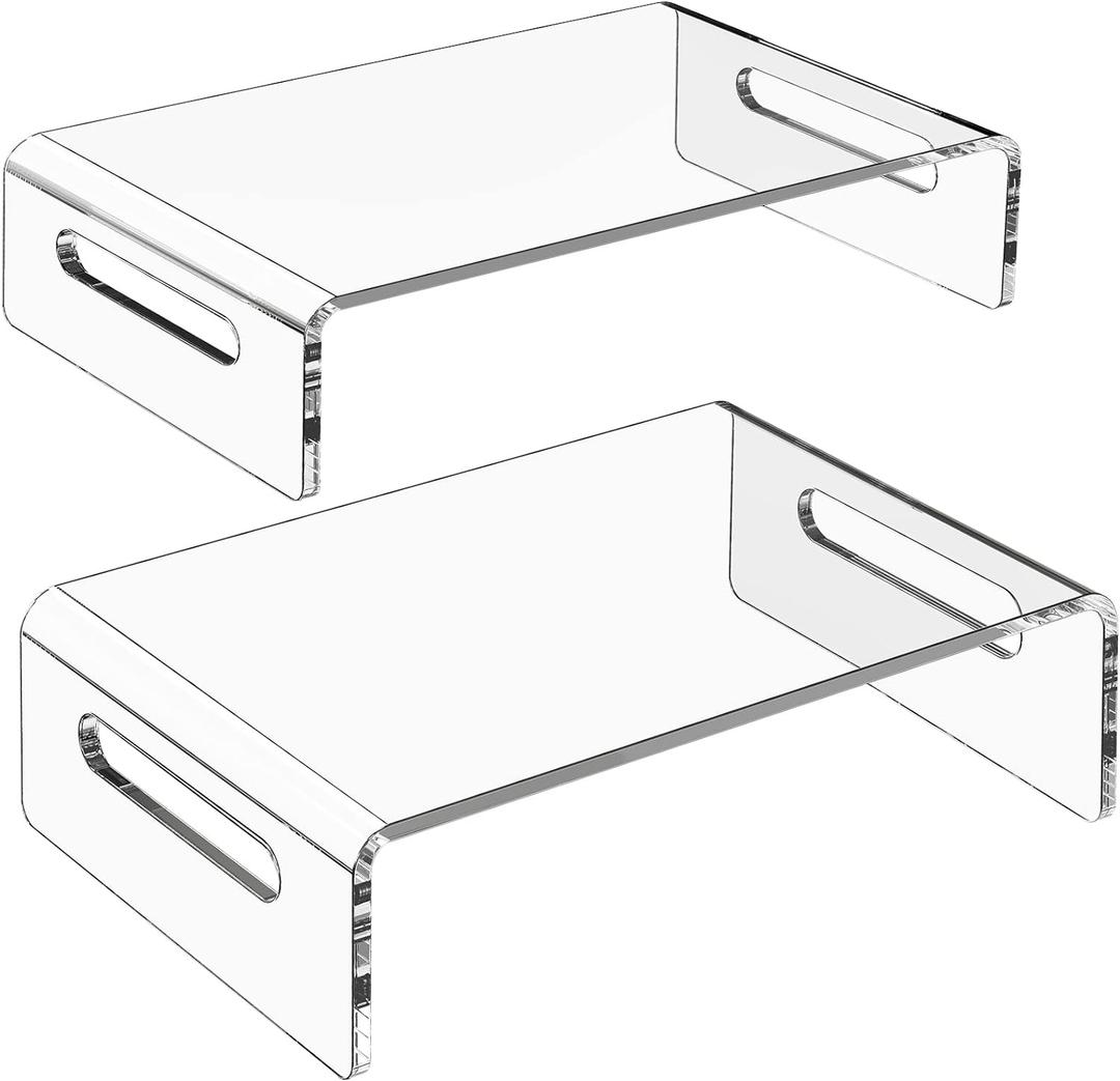 Zimilar 2 Pack Monitor Stand Riser, Acrylic Monitor Stand for Computer, Laptop, Printer, Notebook, Premium Clear Laptop Stand Acrylic Monitor Riser for Home Office, Monitor Stands for 2 Monitors