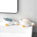 1 Pack Duck Ceramic Soap Dishes,Soap Holder with Drain,Soap Dish Container,Dish Soap Tray,Sponge Holder,Soap Tray for Shower,Bathroom,Bar,Kitchen,Counter (Duck), White