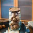 34 OZ/2 PCS Glass Storage Jar with Airtight Bamboo Wooden Lids, Vintage Food Containers Canisters Sets for Kitchen Counter Pantry, Sugar, Flour, Candy, Tea, Coffee Beans, Oats, Grain Bin, Pasta,