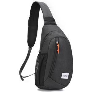HALOVIE Anti Theft Crossbody Sling Bag RFID Travel Sling Backpack Lightweight Hiking Shoulder Chest Bag for Walking Work (Black)