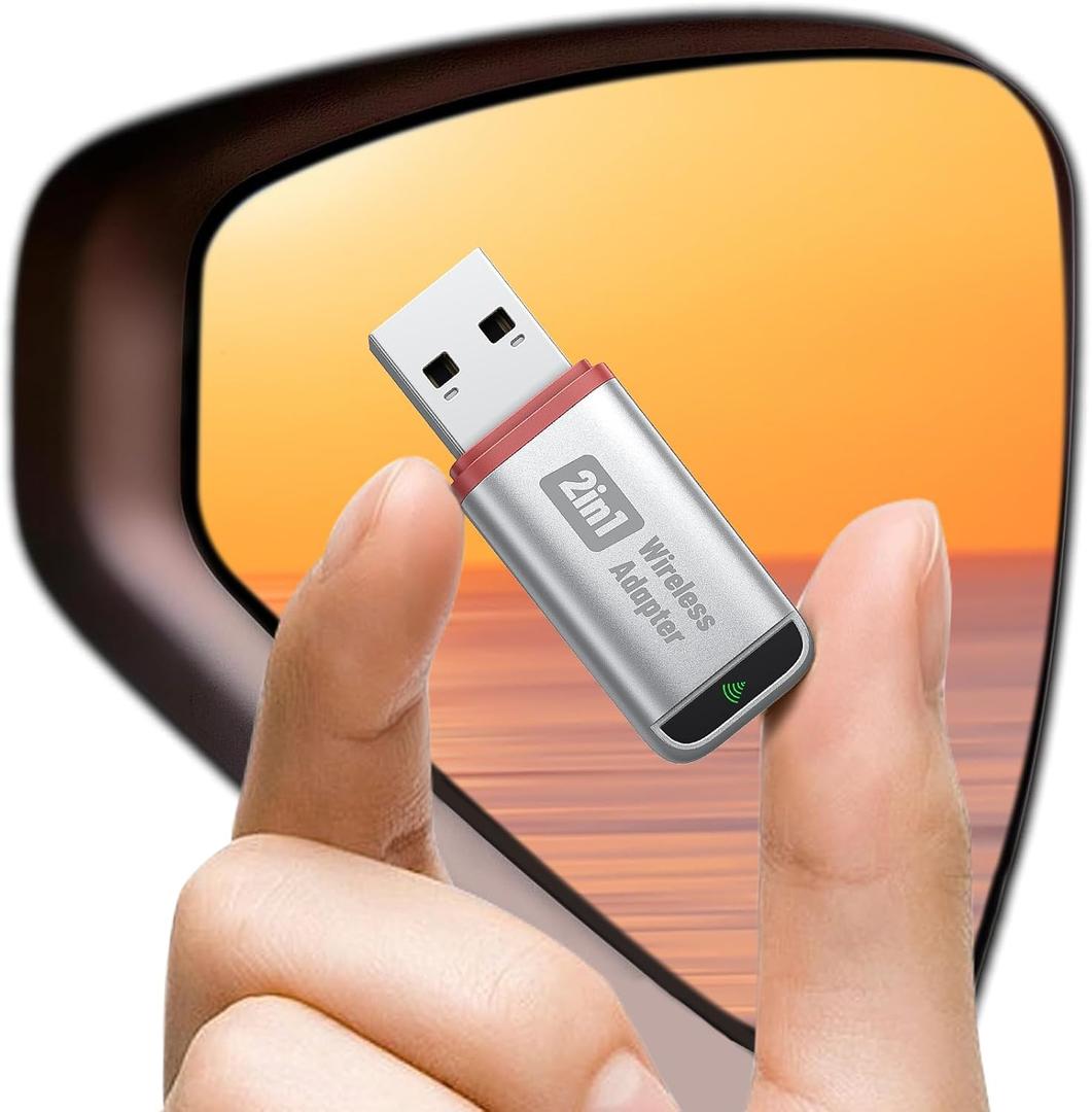 Wireless CarPlay Adapter Support Apple CarPlay & Android Auto 2025, 2-in-1 USB A & USB C Mini Bluetooth Dongle Convert Wired to Wireless Compatible with iPhone & Android Fast Stable Connection (Silver)