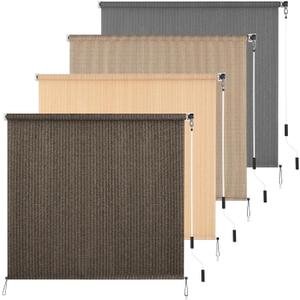 HIDODO Outdoor Roller Shade 5' W x 6' L Cordless Patio Shades Roll Up Outdoors Blinds with UV Protection, Exterior Roller Shades Cloth for Porch Pergola, Mocha