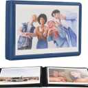 4x6 Small Photo Album Holds 29 Pictures,Horizontal Photo Slots, Portable Wallet Photo Book for Wedding,Anniversary, Baby, Family (Marine Blue)