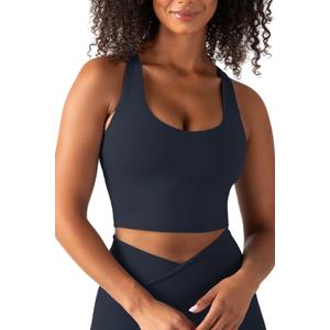 YITTY Active Women's UltraLuxe Built-in Bra Tank Top, Athleisure, 4-Way-Stretch (Medium, Deep Navy)