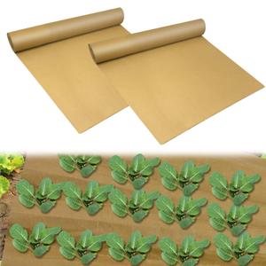 3.2x50 Ft Biodegradable Paper Weed Barrier Roll Heavy Duty Garden Paper Weed Control Biodegradable Landscape Fabric Thickened Garden Bed Grass Paper Mulch Film Weed Block Paper for Outdoor Garden Lawn