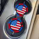 3 x DEAELF 2PCS American Flag Car Cup Holder Coasters, Non-Slip Insert Cup Coaster, 2.75 Inch Shockproof Embedded Drink Mat, Universal Car Interior Decoration Accessories for Women Men (Style2)