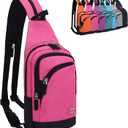 Peicees Small Sling Bag for Women Mens Convertible Crossbody Backpack Shoulder Chest Daypack with Zipper Strap for Hiking (Rose Red)