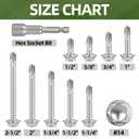 #14 x 1-1/4" (100 PCS) Sheet Metal Screws, Hex Washer Head Self Drilling Screw, 410 Stainless Steel Flanged Fast Self Tapping Screws