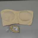 OEAK Supportive Strapless Bras for Women Push Up Wireless Bandeau Bra Non Slip Seamless Bras Comfortable Padded Bralette Beige S
