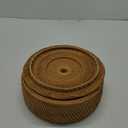 10.2 Inches Rattan Tortilla Warmer, Handcrafted Tortilla Basket with Lid, Sustainable Brown Tortilla Holder Come with Cotton Towel Cloth Rustic Mexican Tortilla for Pancake Taco Bread