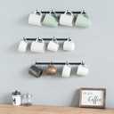 Dahey Metal Coffee Mug Rack Wall Mounted with 12 Mug Hooks, Set of 3, Mug Display Rack Cup Holder Storage for Kitchen Dining Room Coffee Bar, Black