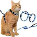 Hikiko Cat Harness and Leash Set Escape Proof Adjustable Walking Travel Soft Boy Kitten Harness for Small Medium Large Cats (Hill, M)