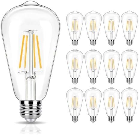 winsaLED LED Light Bulbs 40 Watt Equivalent, 2700K Soft Warm Light Bulbs, 4W LED ST19 Edison Bulbs, 450LM, E26 Medium Base, High CRI 90+, Not Dimmable, Pack of 12