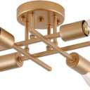 4-Light Semi Flush Mount Ceiling Light, Gold Mid-Century Industrial Farmhouse Chandelier Light Fixtures for Hallway Entryway Bedroom Kitchen Dining Room Porch Laundry Room UL Listed