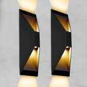 Modern Outdoor Wall Light 2 Packs, LED Up Down Wall Light, 15 Inch Modern Outdoor Wall Sconces Black with 3000K 1000 Lumen, Waterproof Wall Light Fixture for Garage Porch Patio Door