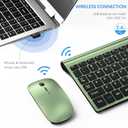 Wireless Keyboard and Mouse Ultra Slim Combo, TopMate 2.4G Silent Compact USB 2400DPI Mouse and Scissor Switch Keyboard Set with Cover, Batteries Included, for PC/Laptop/Windows/Mac - Green Black