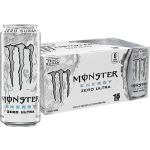 Monster Energy Zero Ultra, Sugar Free Energy Drink, 16 Ounce | Pack of 15 (EXP 07/16/26)