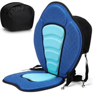 Vinsot Kayak Seat Cushion with Storage Bag for Universal Non Slip Paddle Board Seat Adjustable Boat Chair Seats with 4 Straps and High Backrest Support Kayak Boat Sup Canoe Fishing(Blue and Green), about 12 x 15.75 x 18 inches/30.48 x 40.01 x 45.72