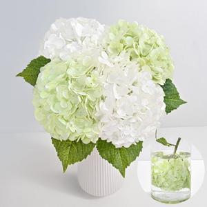 MARTINE MALL 4Pcs 21in Hydrangea Artificial Flowers, Latex Real Touch Hydrangeas Lifelike Large Hydrangea Flowers for Home Decor Party Arrangements Wedding Bouquets Centerpieces (2White&2Light Green)