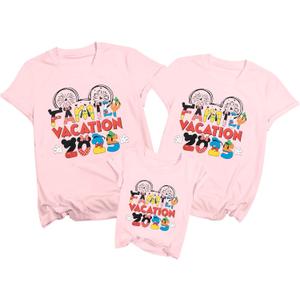 BANGELY Family Vacation Shirts 2025: Magical Family Matching Outfits Family Trip T-Shirts Casual Summer Travel Tops (Large, Pink (Men))
