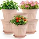 ZMTECH 6 Pack 10 Inch Plant Pots with Saucers, Blush Pink Planters