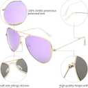 livho Sunglasses for Men Women Aviator Polarized Metal Mirror UV 400 Lens Protection (Gold Lilac)