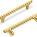 Lardmon 10 Pack Brushed Gold Modern Cabinet Pulls 5.2 Inch(133mm) Total Length | 3.75 Inch(96mm) Hole Center Bar Pulls Kitchen Cabinet Handles Solid Drawer Pulls Heavy Duty Kitchen Cabinet Hardware