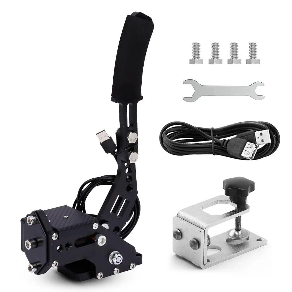 Lanotech PC/PS4/PS5 USB 64Bit Handbrake kits For PC SIM Racing Games, For Logitech G29 Simulate Linear Handbrake computer,with Fixing Clip and Plate (BLACK)