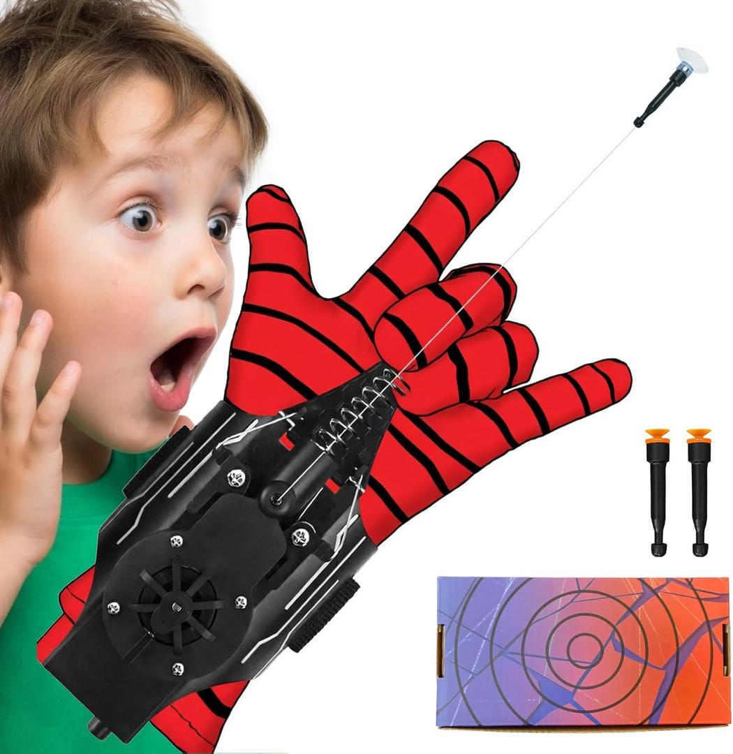 HNCSFW Spider Silk Launcher for Kids,Web Shooters- USB Type c Charging, Launch Distance 8ft - Can Grab Small Objects-Variety of Play Modes (Black) Kids Edition