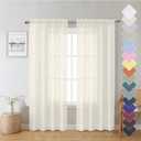 Lecloud Ivory Sheer Curtain Panels 72 Inch Length, Light Filtering Window Curtain Drapes Treatment for Living Room, Breathable Rod Pocket Sheer Curtains for Bedroom, 2 Panels, Each 40" Wx72 L