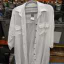 Long Button Down Bikini Cover Up Shirt, Small
