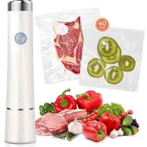 Vacuum Sealer For Food (Compact Vacuum Sealers+ 40 Reusable Vacuum Bags), Powerful Handheld Vacuum Sealer for 10X Preservation & Fresh. (Extra Large)