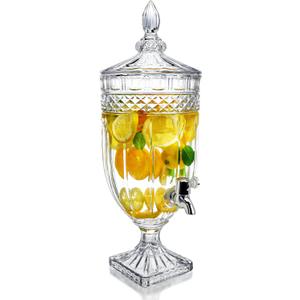 1.3 Gallon Glass Beverage Dispenser with Spigot Glass Drink Dispenser for Parties Wide Mouth Juice Beverage Server for Wedding Party Bar Leak Proof Beverage Dispenser