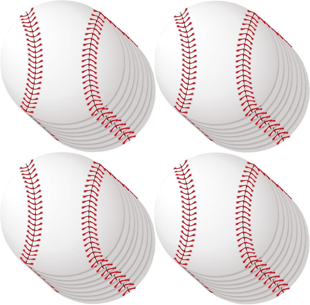 Vuzvuv 60Pcs 6In Paper Baseball Party Cutouts with 120Pcs Glue Points for Wall Bulletin Board Decorations or Baseball Sport Theme Party or Classroom Decor Supplies