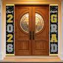 3 x 2026 Graduation Decorations,Congrats Grad Banner Backdrop for Class of 2026 Decorations- Black and Gold Graduation Party Decorations