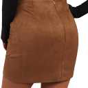 SOFIA'S CHOICE Women Faux Suede Skirt High Waist Ruched Asymmetrical Bodycon Mini Skirt Bronze Medium (Brown, M)