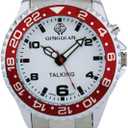 English Talking Watch Applicable to The Middle-Aged, The Elderly and The Visually impaired Rotating Silver Stainless Steel Band, Men's Style