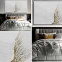 Hue7Art Contemporary White and Gold Abstract Canvas Wall Art Textured Line Design Minimalist Hand Painting Artwork for Living Room Bedroom Office Neutral Decor 29x58 Inch